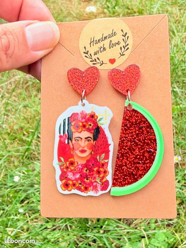 Boucles d’oreilles Frida Kahlo pastèque (image 6)
