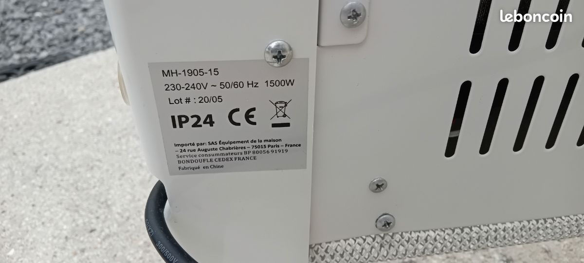 Chauffage électrique mobile 1500w - IP24 (image 5)