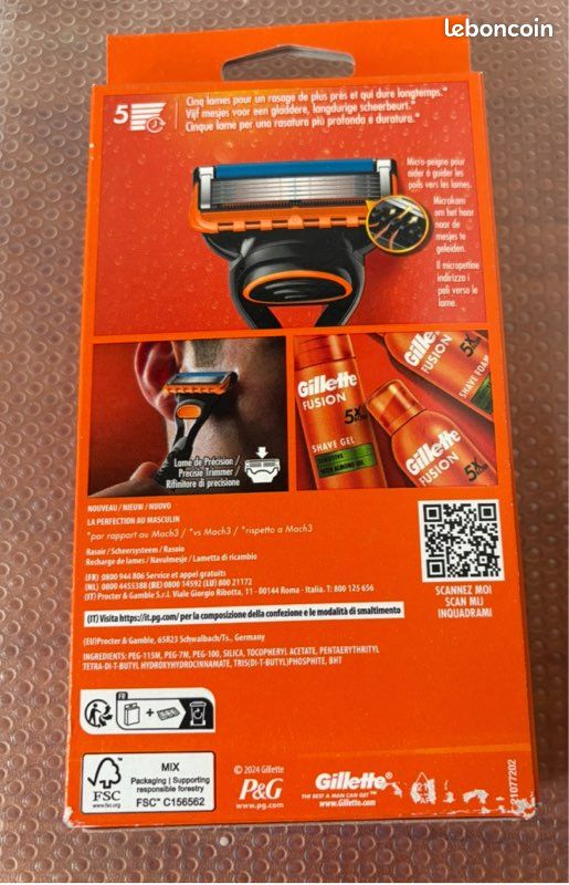 Rasoir Fusion 5 Pour Homme 2 Lames Gillette (image 2)
