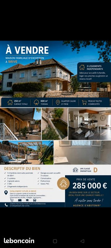 Maison 8 pièces 220 m² · à Brive-la-Gaillarde · 220 m² · 285 000 €