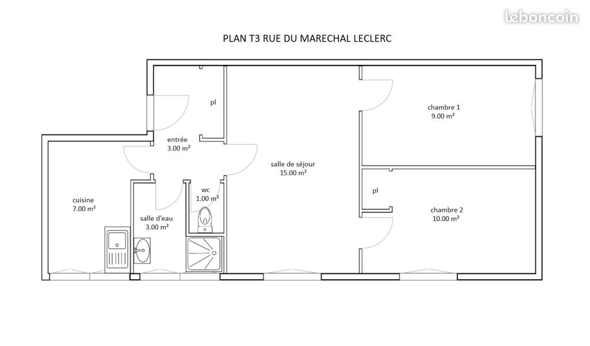 Appartement 3 pièces 47 m² · à Rethel · 47 m² · 421 €/mois