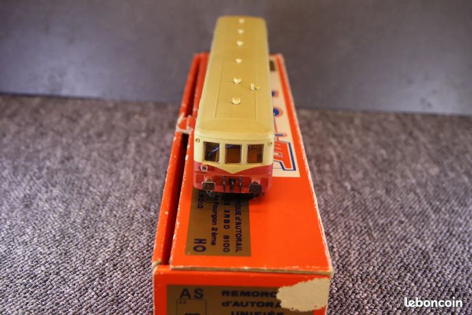 A.S. Remorque d'autorail SNCF XRBD 7800 , 2ème classe , R009 , grand fourgon , toit rouge , - Modélisme