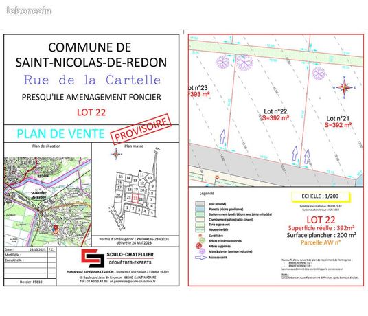 Terrain 392 m² Saint Nicolas De Redon