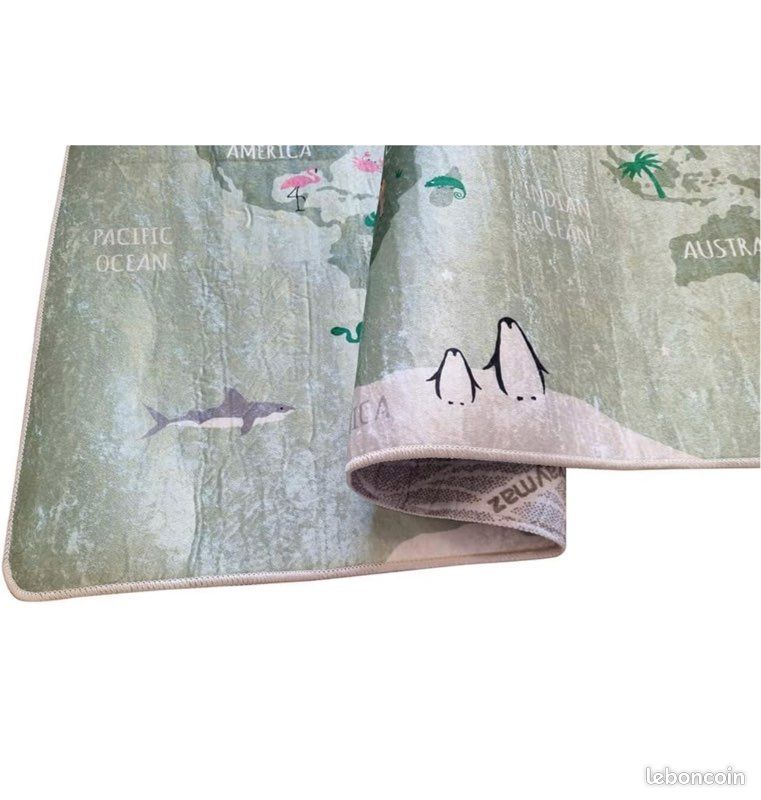 Mani Textile Tapis Carte du Monde Vert 100x150cm - neuf (image 4)