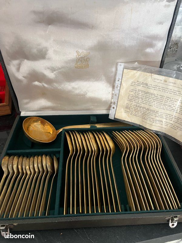 Service de couverts vintage Louqsor doré – Coffret d’origine (image 1)
