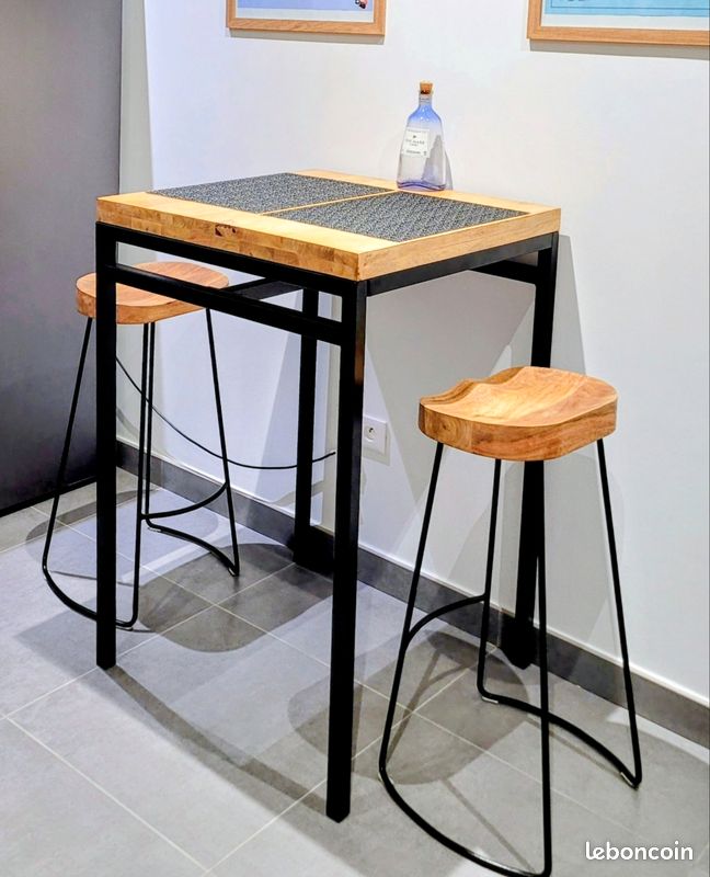 Table haute et tabouret manguier (image 1)