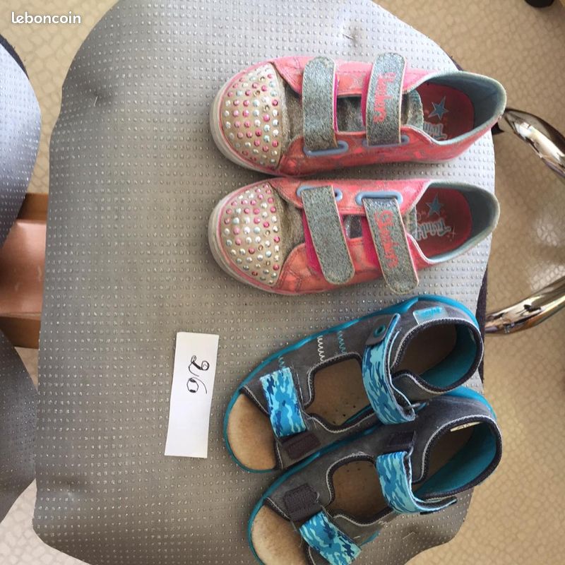 Nu-pieds toile gris/turquoise 26 (image 1)