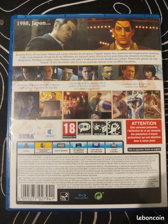 Yakuza 0 Zero PS4 - Jeu D'occasion Sans Notice, PEGI 18, SEGA