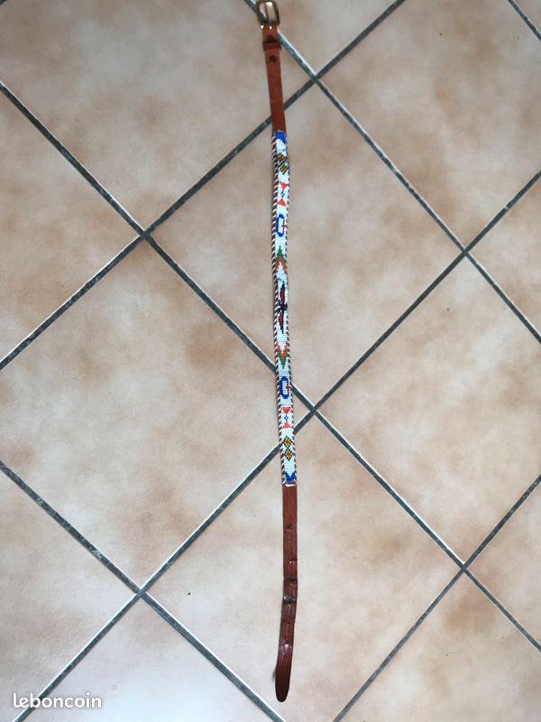 Ceinture indienne cuir et perles brodées (image 1)