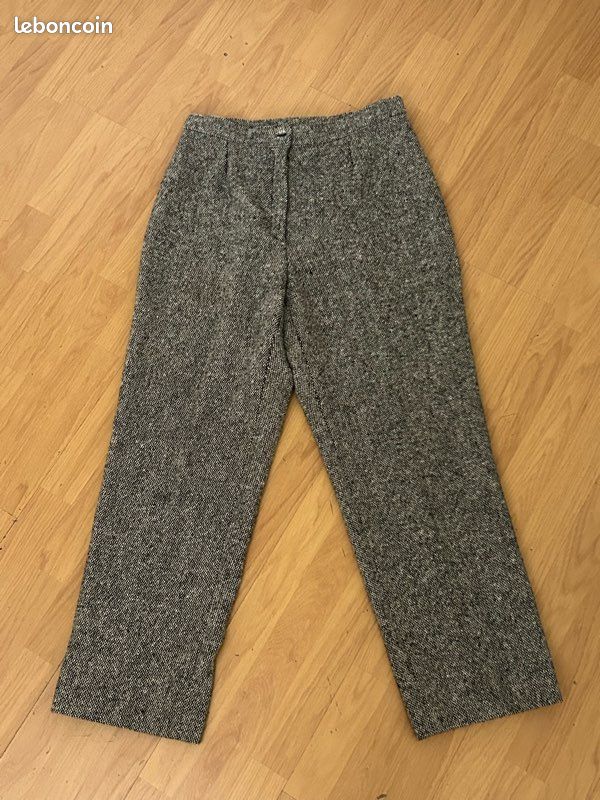 Ensemble tailleur pantalon vintage chic en laine mélangée gris (image 2)