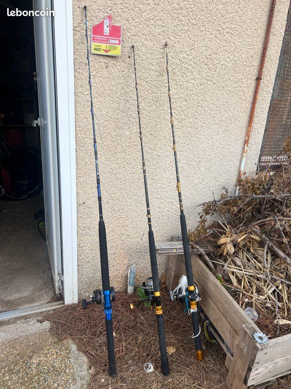 Lot de 3 canne à pêche en bateau mer 20-30kg (image 1)