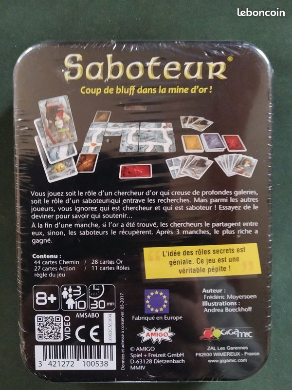 GIGAMIC Saboteur Noir - Jeu De Cartes Amusant 8+ Ans, 3 à 10 Joueurs, Stratégie Et Bluff