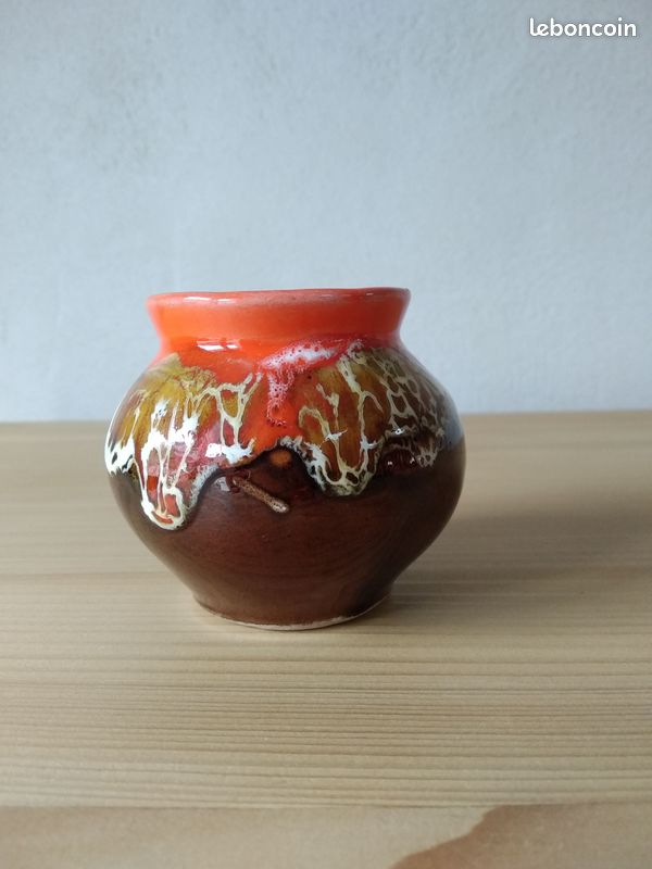 Petit Vase Céramique émaillée VALLAURIS * fat lava écume Vintage 70 (image 1)