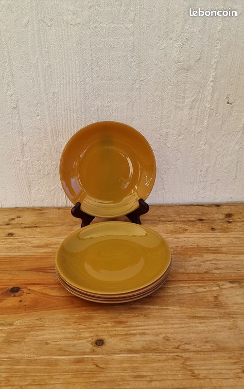 Lot De 6 Assiettes à Dessert Arcopal Volcan - Vintage - Marron - 19 Cm - Occasion