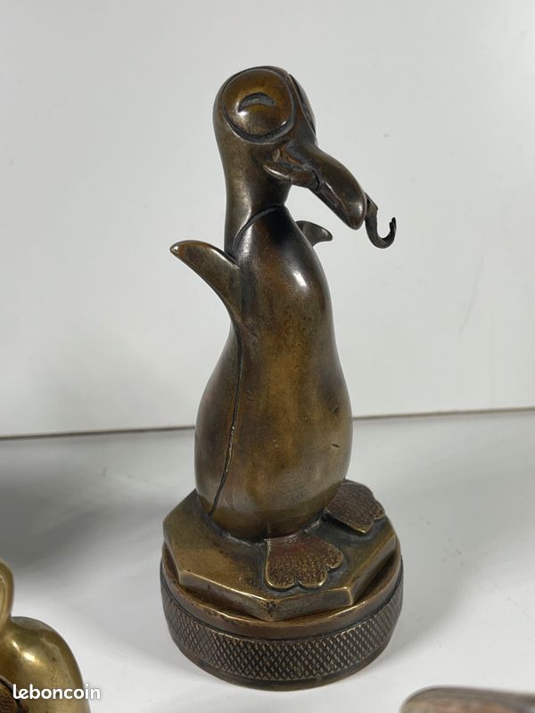 Alfred pingouin bronze Mascotte automobile référencée bouchon radiateur Alfred le Pêcheur (image 2)