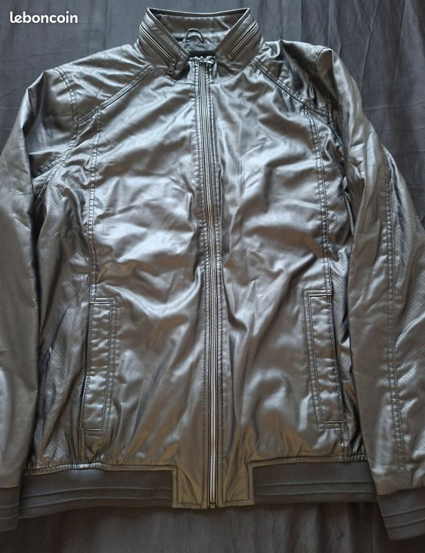 Veste Celio homme XXL simili cuir noir – style motard (image 2)