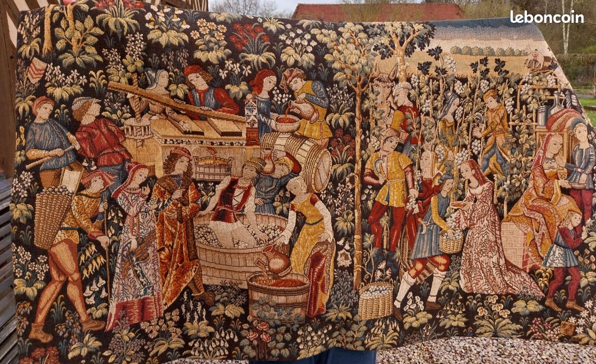 Tapisserie Murale Artisanale 'Les Vendanges' – 174x114 Cm, Multicolore, Occasion