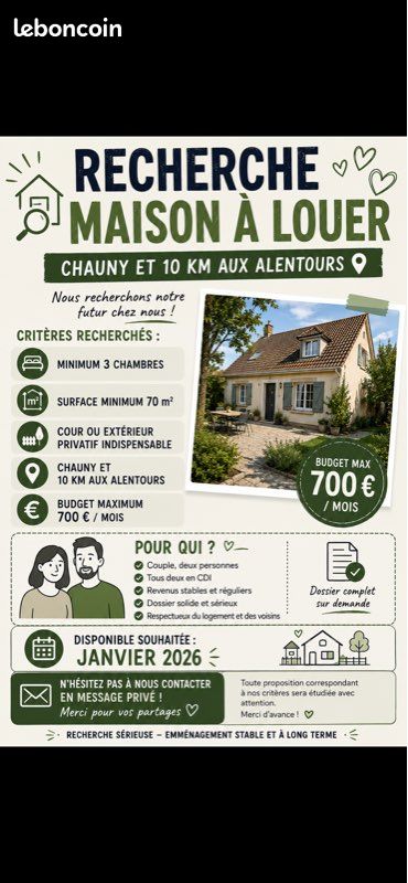 Maison 4 pièces 70 m² · à Chauny · 70 m² · 700 €/mois