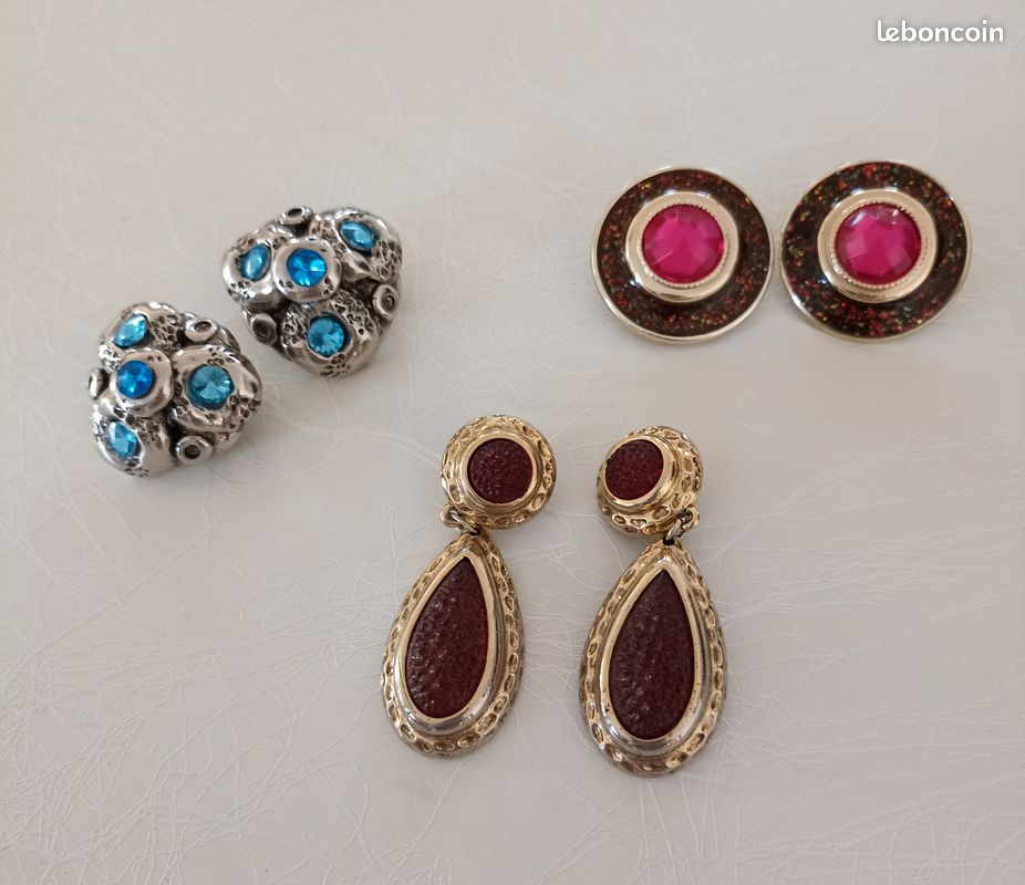 Lot De 3 Clips D’oreilles – Occasion – Fermoir Clip – Parfait Pour Collection Ou Cadeau