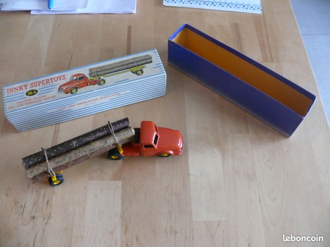 DINKY SUPERTOYS – Tracteur Willeme Avec Semi-remorque Fardier – 36A – Échelle 1/43 – Bon état Avec Boîte