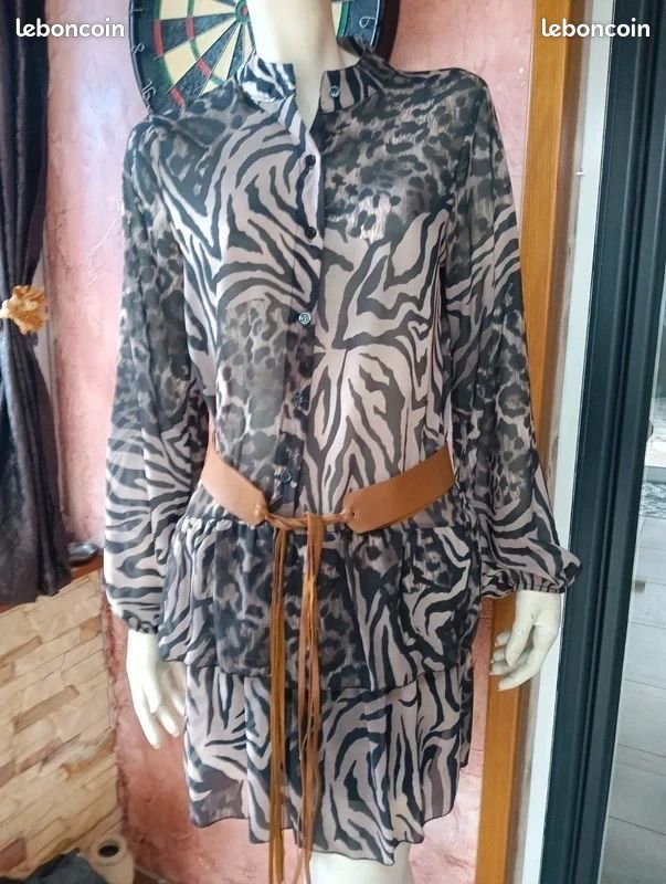 ARRANGE - Robe longue à imprimé tigré avec jupe trapèze