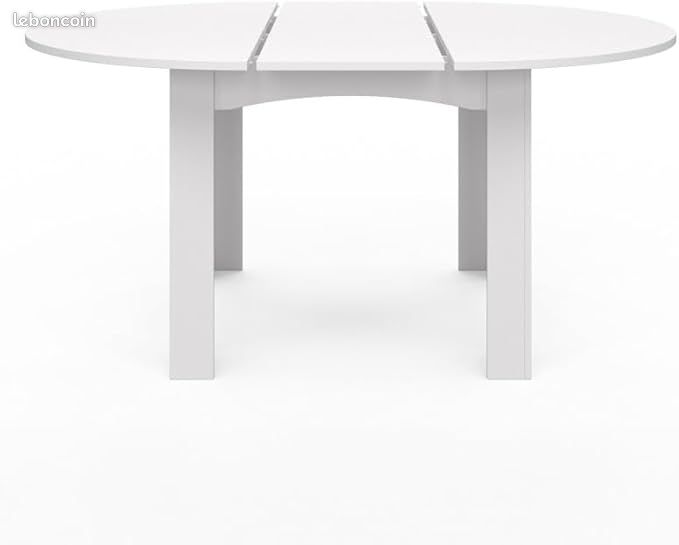 Table à Manger Ronde Extensible 110-150 cm – Blanc Contemporain – Capacité 4 à 8 Personnes – Design Gain de Place & Pieds Robustes (image 3)