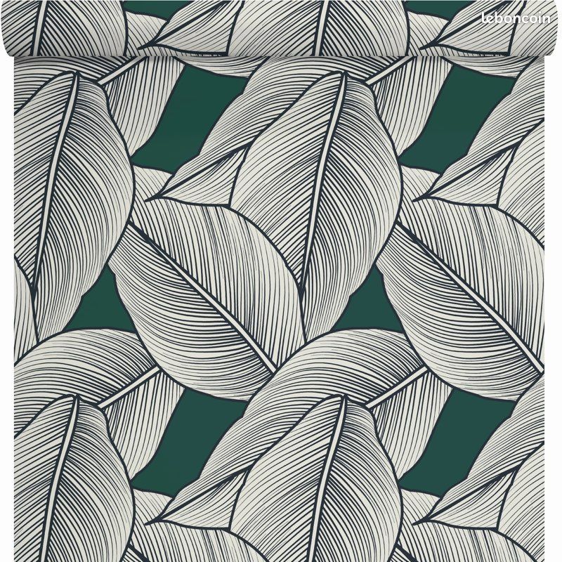 NEUF - rouleau papier peint intissé feuilles de palme (image 1)