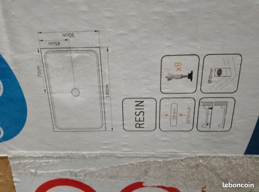 Vends bac de douche plat (image 1)