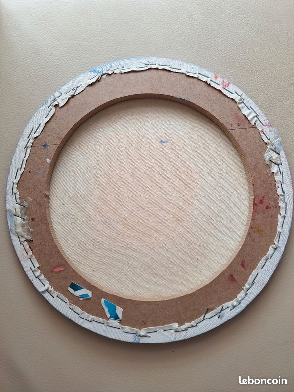 Tableau rond rose peinte signée (image 3)