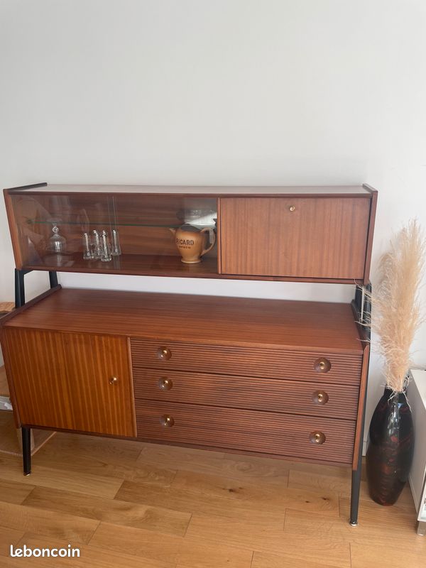 Meuble enfilade en bois années 1960 vintage scandinave (image 3)