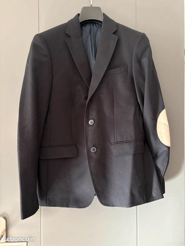 Veste de costume Celio Club homme M noire avec coudières beiges