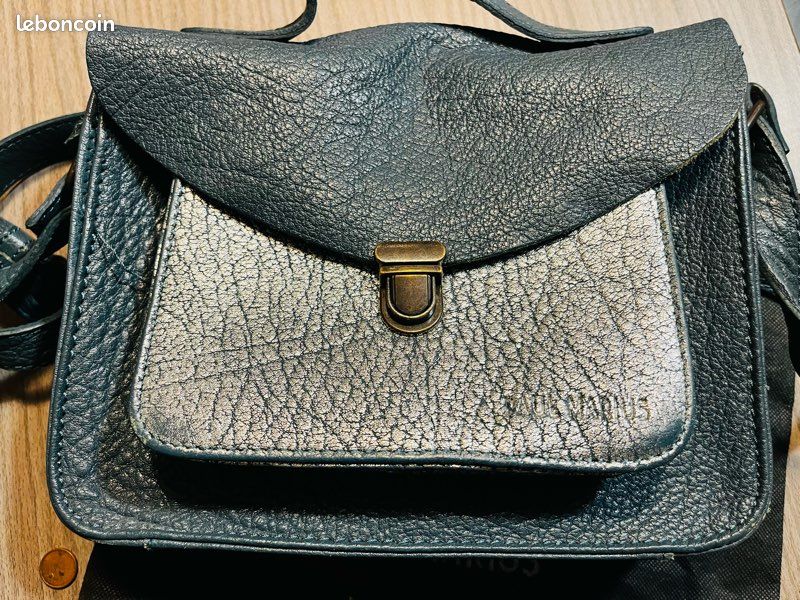 Sac à main Paul Marius, série Mademoiselle George bleu canard et