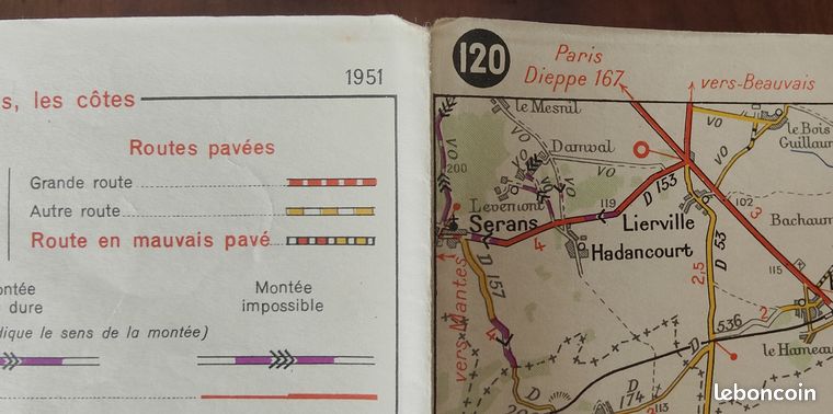 Carte Michelin N°120 Ancienne - Environs De Paris - Édition Cycliste 1956 | Vintage