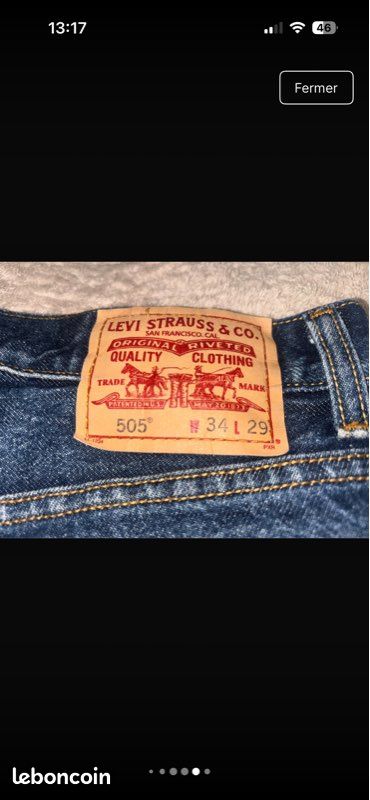 Jean Levi's 505 Regular Fit Bleu Brut – W34 L29 (Made in Mexico) (image 6)