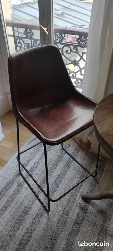 Chaises hautes des années 70 en cuir cousues main (image 1)
