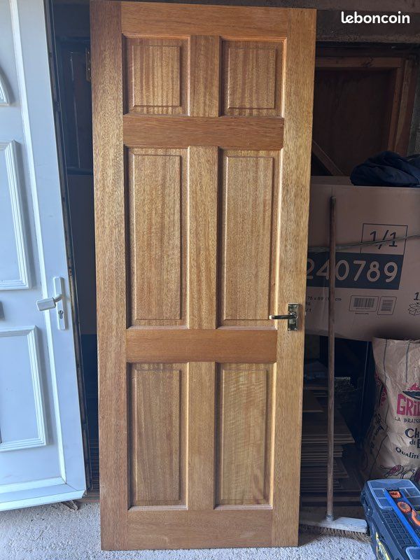 Lot de 4 portes exotique en bois massif dont une vitré (image 4)