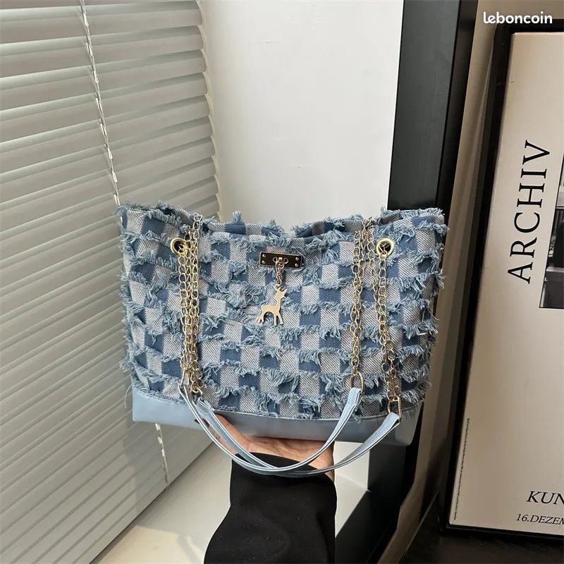 Sac À Bandoulière En Denim Grande Capacité Mode Sac À Main Pour Femmes (image 1)