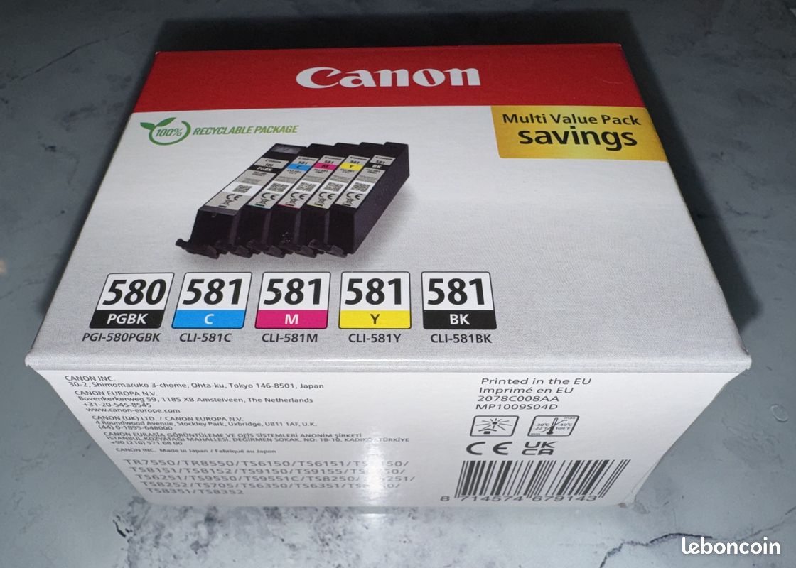 4 Cartouches D'Encre Jaune C-581 Compatibles Canon PIXMA - 12ml Go Inks