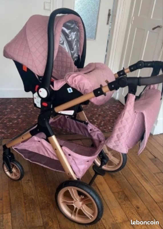 Poussette 3 en 1 rose neuve (image 5)