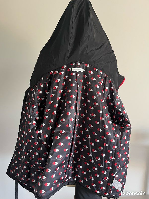 Doudoune noire La petite Française T-1 doublure à cœur rouge et blanc (image 10)