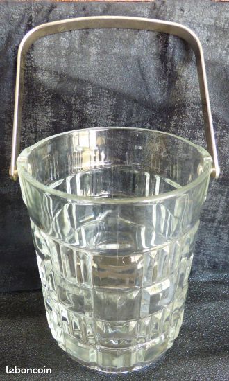 Seau à glace chic en verre avec sa hanse métal - Excellent état (image 4)