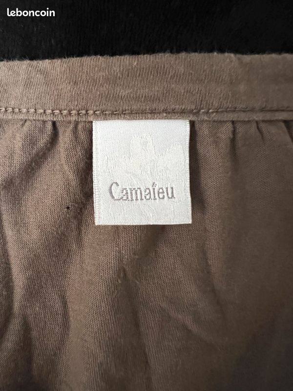 Débardeur couleur marron/taupe, strass, taille 1, marque Camaïeu (image 6)
