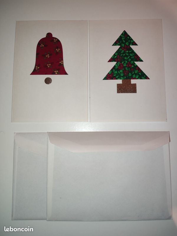 Lot de 2 cartes Noël créatives tissu (image 1)