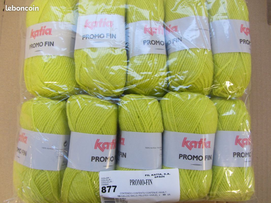 Lot De 10 Pelotes De Laine Peluche Vert Kaki - Aiguille 6 - Fabriqué En France - Neuf