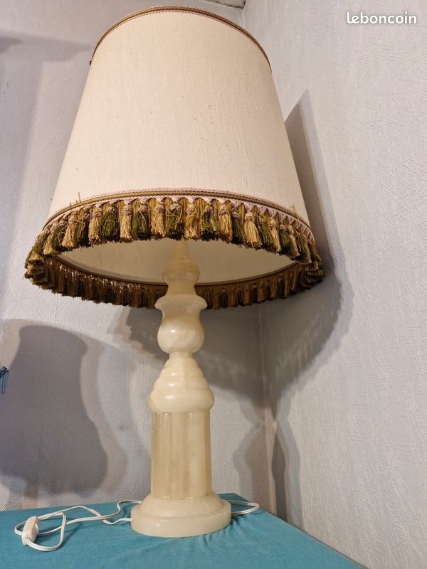 Grande lampe vintage 93x52 XXL – abat-jour à franges Hollywood Glam 70s (image 1)