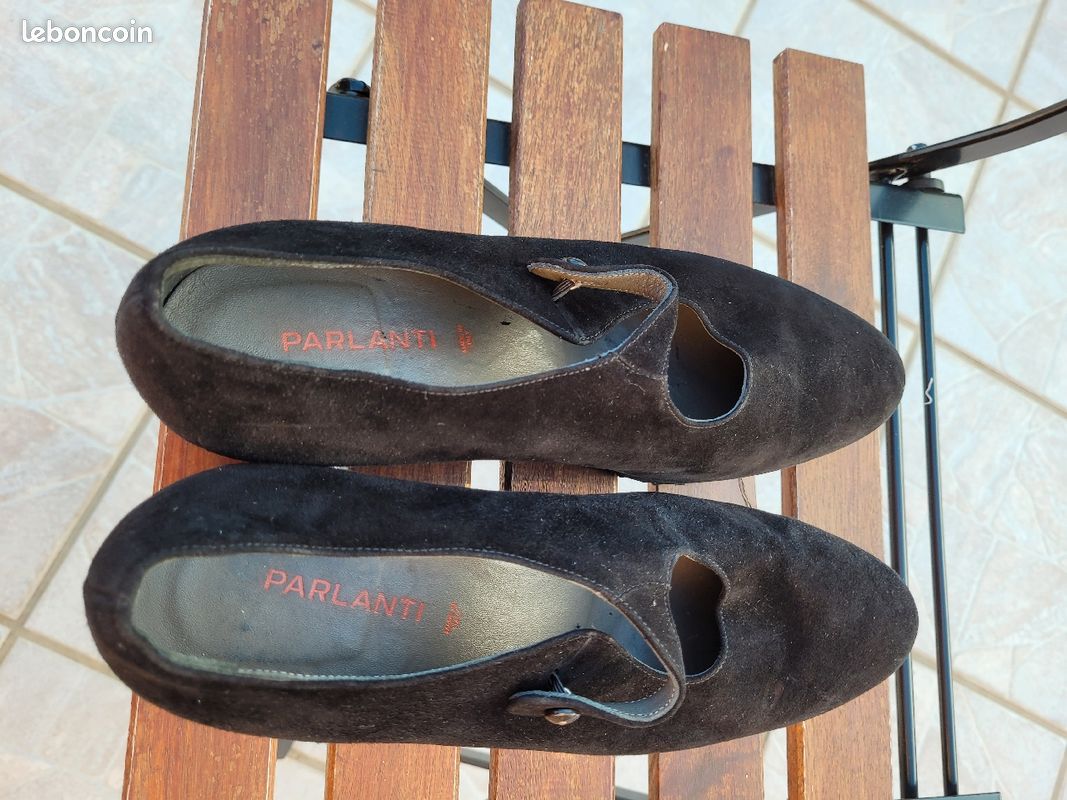 Chaussure femme 38 1/2 noire neuve Parlanti (italie) cuir peau velours beau modèle élégant (image 4)