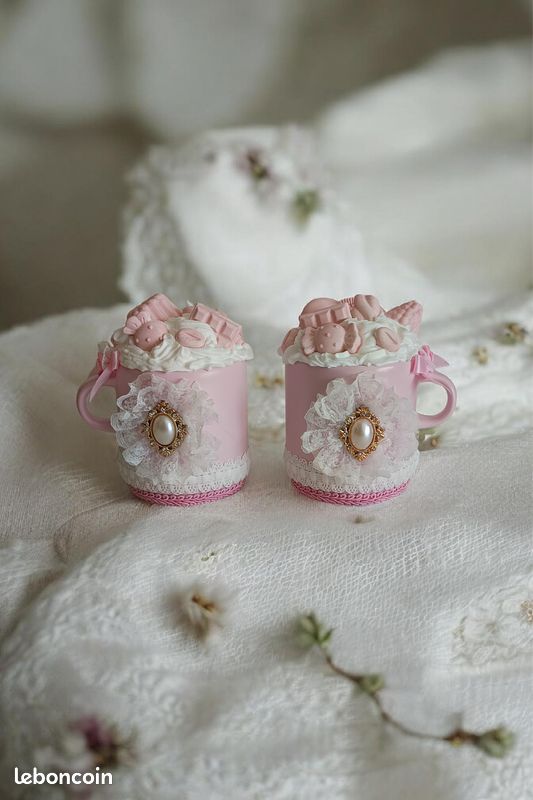 2x Linge Ancien Brodé / Bestickte antike Wäsche Shabby chic (Gebraucht