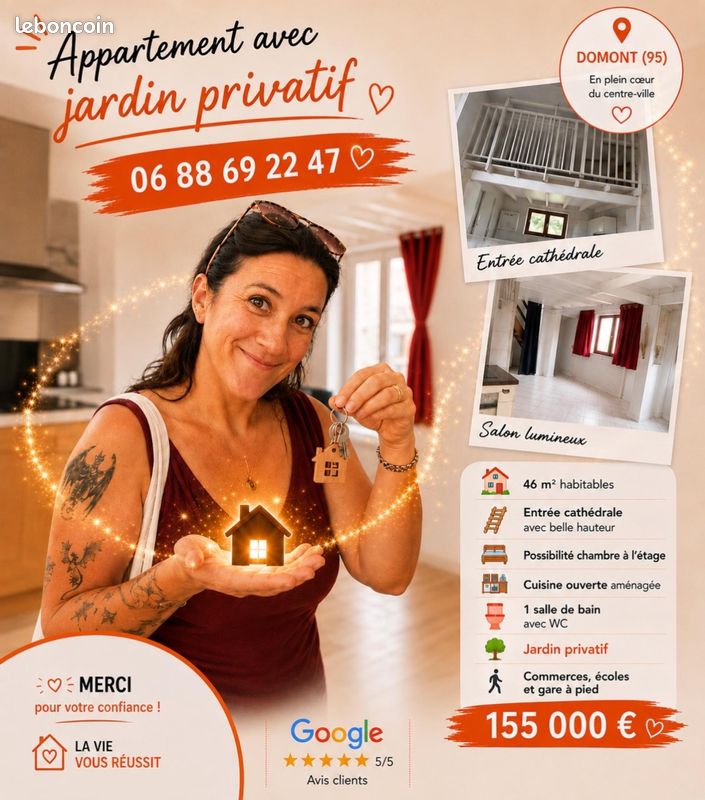 Appartement 2 pièces 46 m² · à Domont · 46 m² · 155 000 €