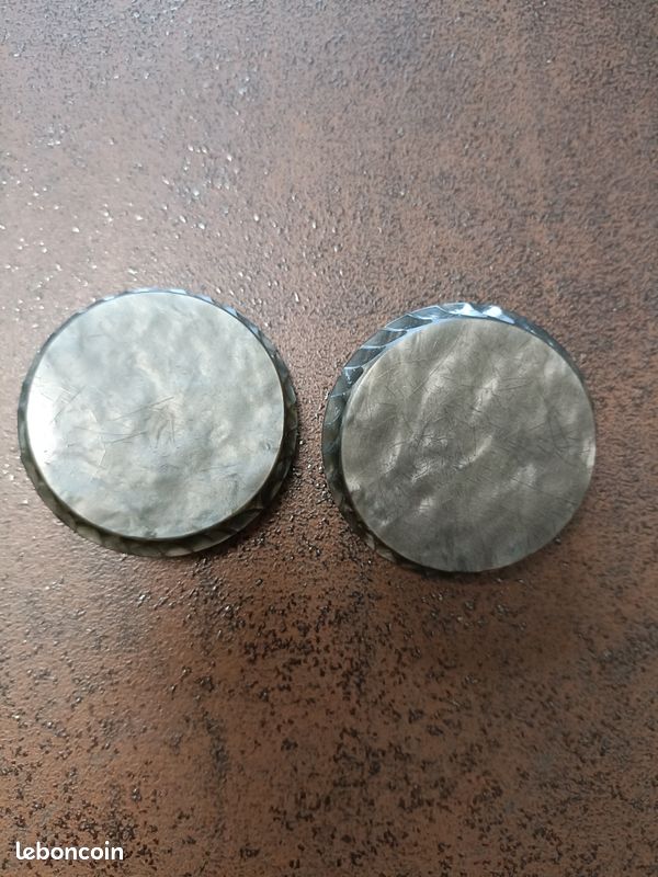 Lot De 6 Gros Boutons Vintage Camaïeu Gris - Trous 2,8 Cm - Réf 5640