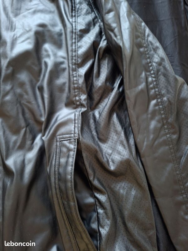 Veste Celio homme XXL simili cuir noir – style motard (image 6)